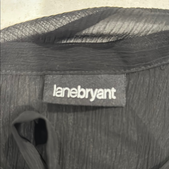 Lane Bryant Black Blouse with Relaxed Fit Tie Front - Picture 2 of 4